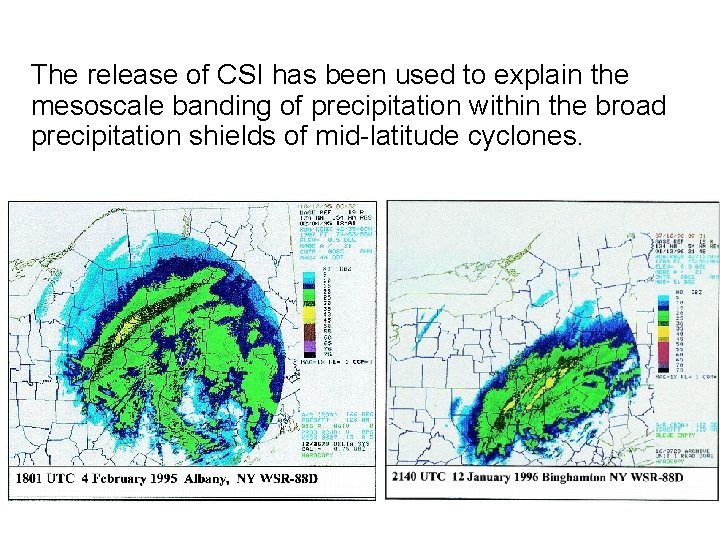 The release of CSI has been used to explain the mesoscale banding of precipitation