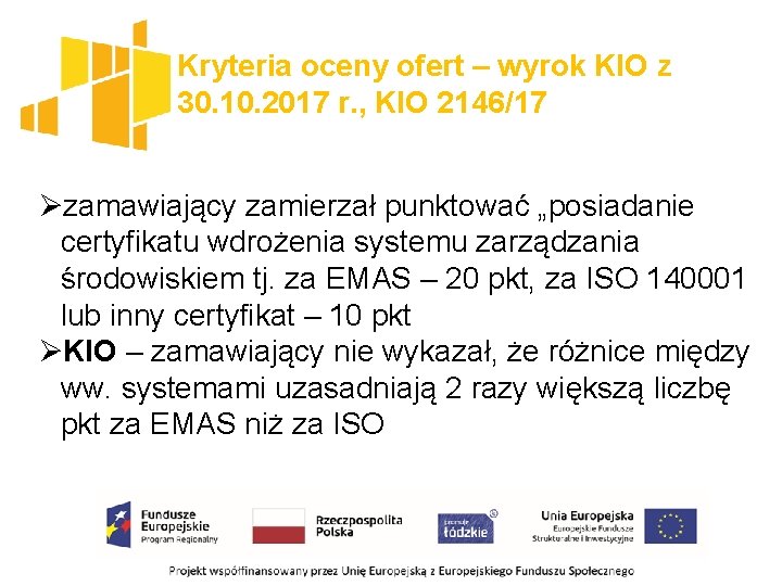 Kryteria oceny ofert – wyrok KIO z 30. 10. 2017 r. , KIO 2146/17