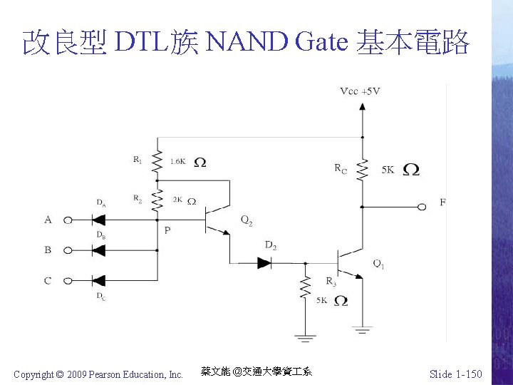 改良型 DTL族 NAND Gate 基本電路 Copyright © 2009 Pearson Education, Inc. 蔡文能 @交通大學資 系