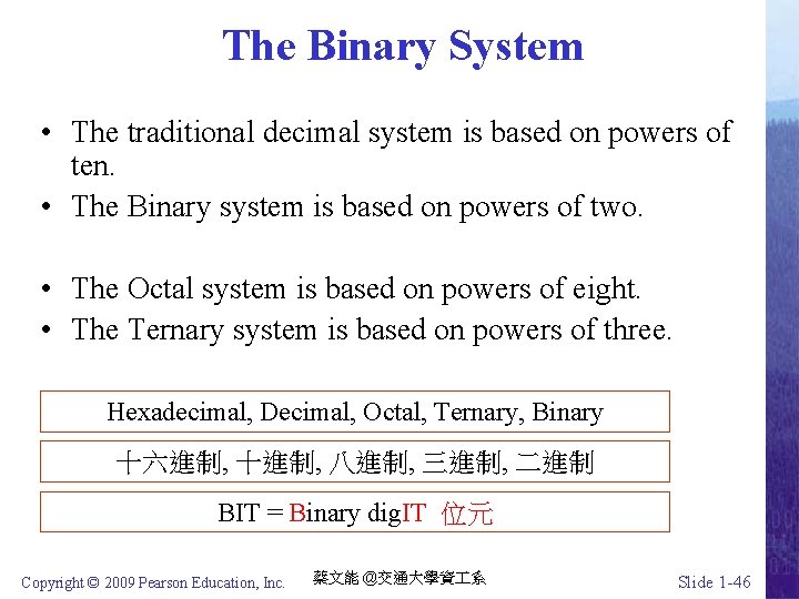 The Binary System • The traditional decimal system is based on powers of ten.