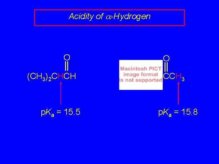 Acidity of a-Hydrogen O (CH 3)2 CHCH p. Ka = 15. 5 O CCH
