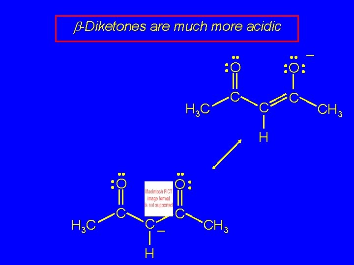 b-Diketones are much more acidic • • – • • O • • O