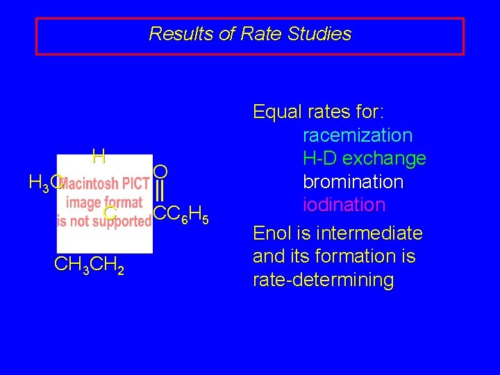 Results of Rate Studies H H 3 C C CH 3 CH 2 O
