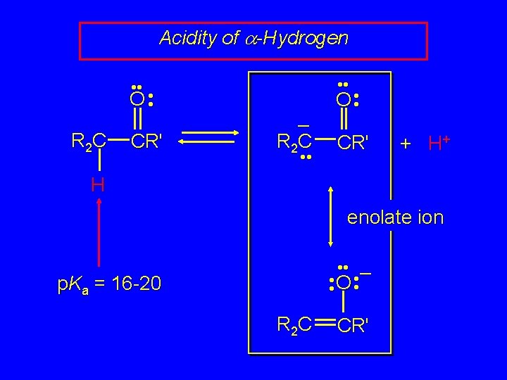 Acidity of a-Hydrogen • • O • • R 2 C CR' • •