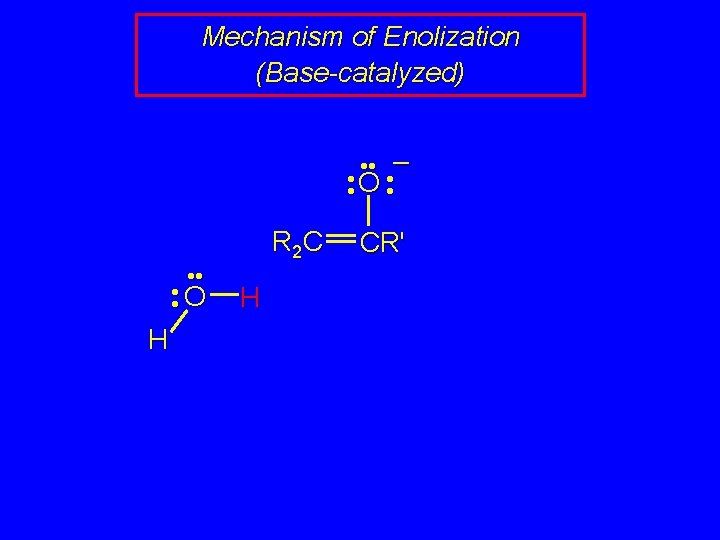 Mechanism of Enolization (Base-catalyzed) • • – • • O • • O H