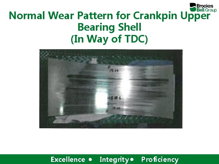 Normal Wear Pattern for Crankpin Upper Bearing Shell (In Way of TDC) Excellence Integrity