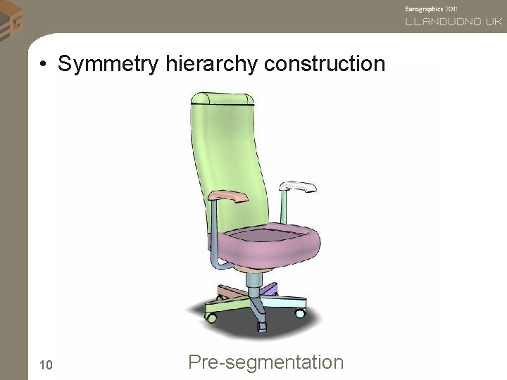  • Symmetry hierarchy construction 10 Pre-segmentation 