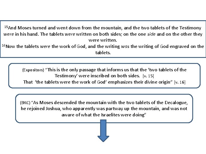 15 And Moses turned and went down from the mountain, and the two tablets