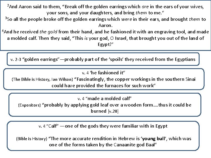 2 And Aaron said to them, “Break off the golden earrings which are in