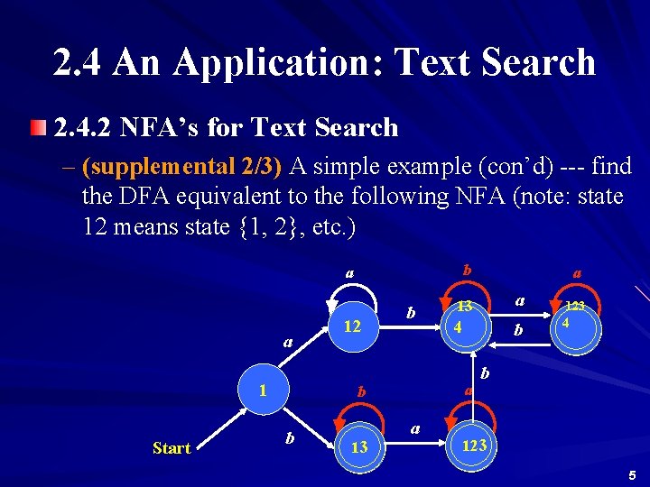 2. 4 An Application: Text Search 2. 4. 2 NFA’s for Text Search –