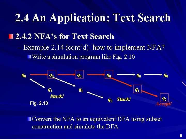 2. 4 An Application: Text Search 2. 4. 2 NFA’s for Text Search –