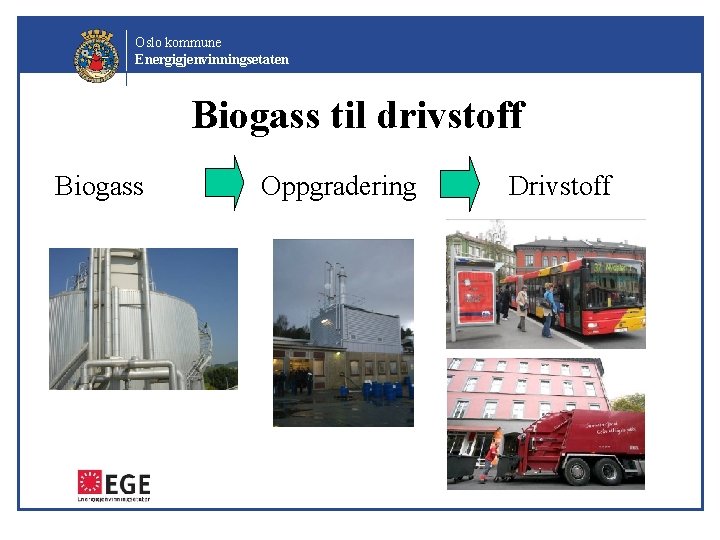 Oslo kommune Energigjenvinningsetaten Biogass til drivstoff Biogass Oppgradering Drivstoff 