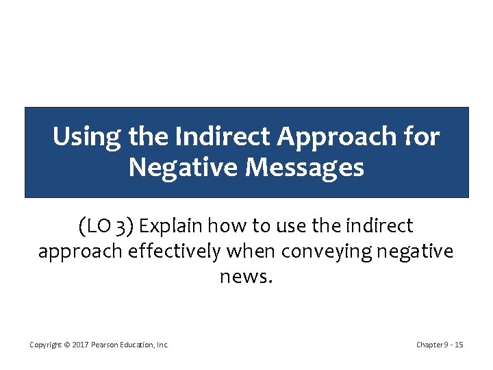 Using the Indirect Approach for Negative Messages (LO 3) Explain how to use the