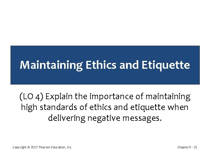Maintaining Ethics and Etiquette (LO 4) Explain the importance of maintaining high standards of