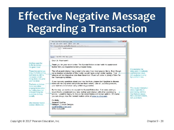 Effective Negative Message Regarding a Transaction Copyright © 2017 Pearson Education, Inc. Chapter 9