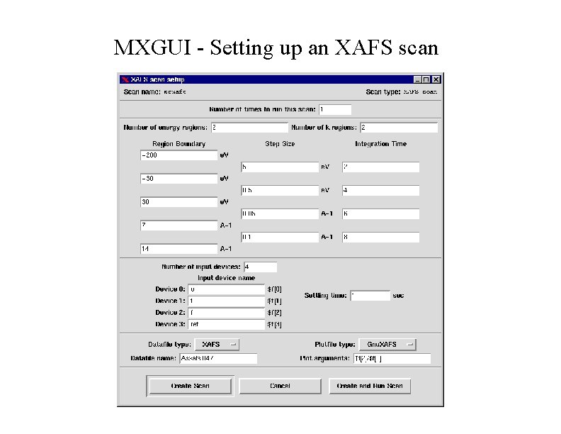 MXGUI - Setting up an XAFS scan 