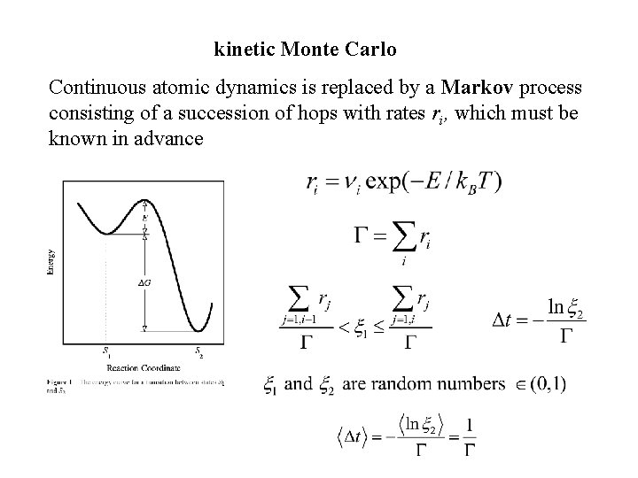 kinetic Monte Carlo Continuous atomic dynamics is replaced by a Markov process consisting of