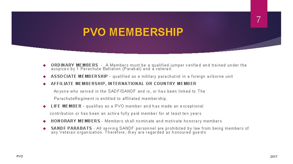 7 PVO MEMBERSHIP ORDINARY MEMBERS - A Members must be a qualified jumper verified