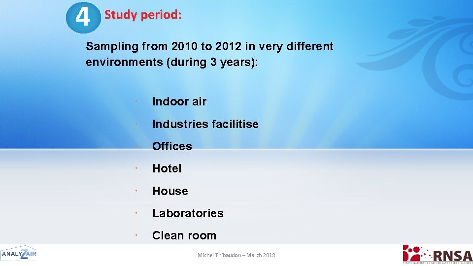 4 Study period: Sampling from 2010 to 2012 in very different environments (during 3