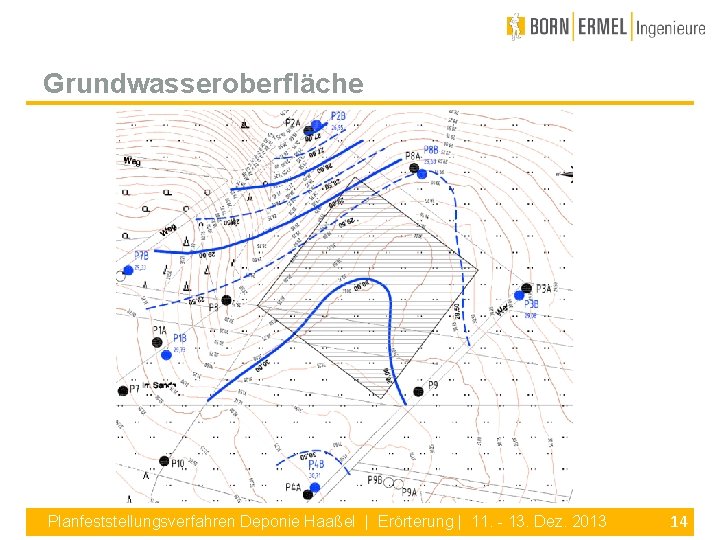 Grundwasseroberfläche Planfeststellungsverfahren Deponie Haaßel | Erörterung | 11. - 13. Dez. 2013 14 