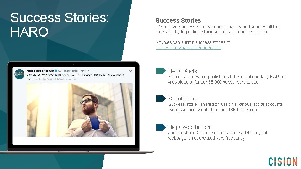 Success Stories: HARO Success Stories We receive Success Stories from journalists and sources all