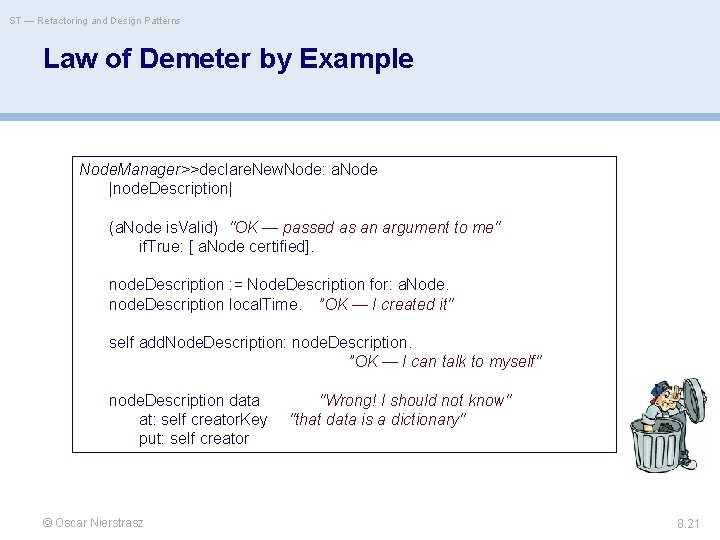 ST — Refactoring and Design Patterns Law of Demeter by Example Node. Manager>>declare. New.