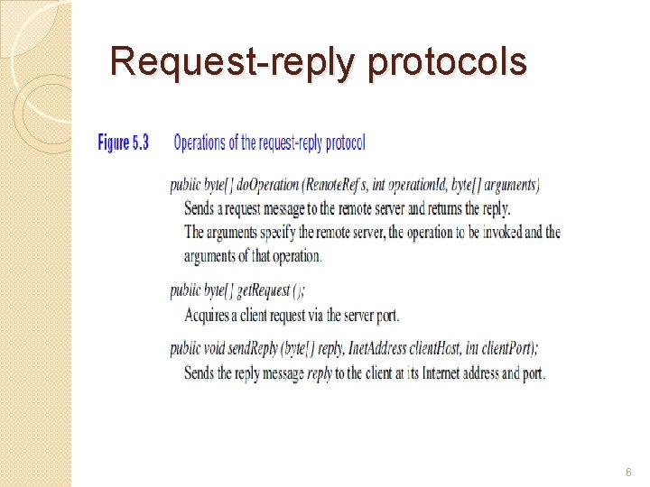 Request-reply protocols 6 Request-reply protocols 6
