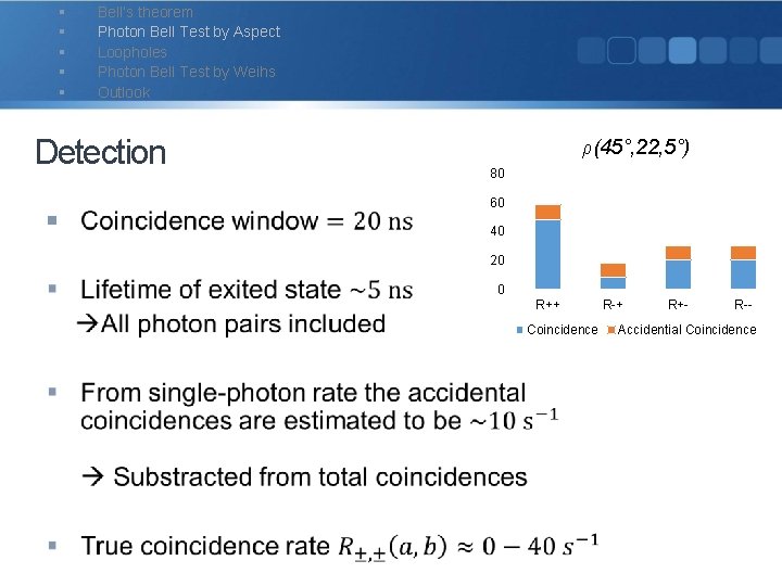 § § § Bell‘s theorem Photon Bell Test by Aspect Loopholes Photon Bell Test