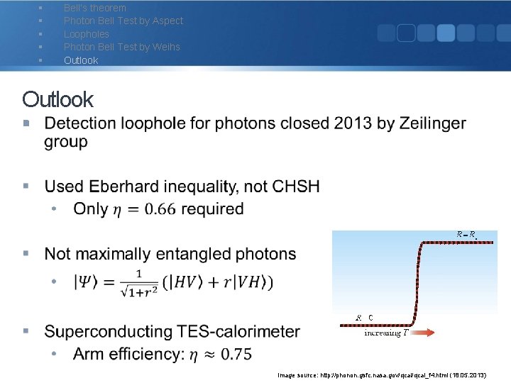 § § § Bell‘s theorem Photon Bell Test by Aspect Loopholes Photon Bell Test