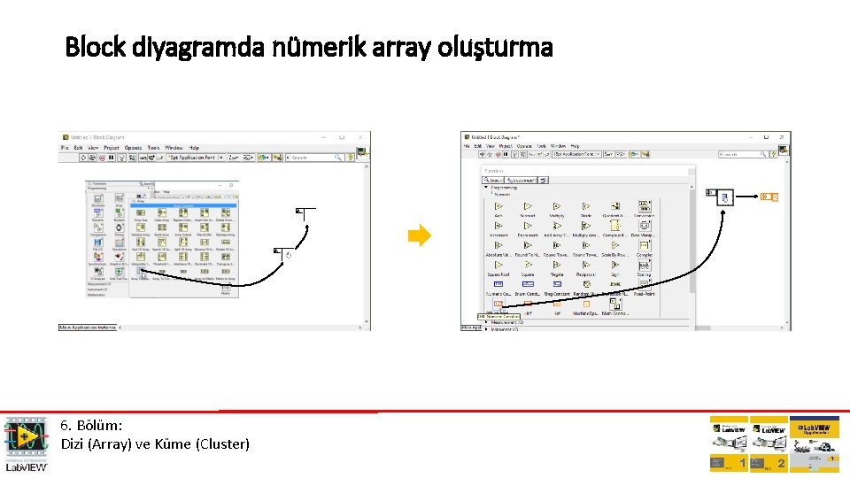 Block diyagramda nümerik array oluşturma 6. Bölüm: Dizi (Array) ve Küme (Cluster) 