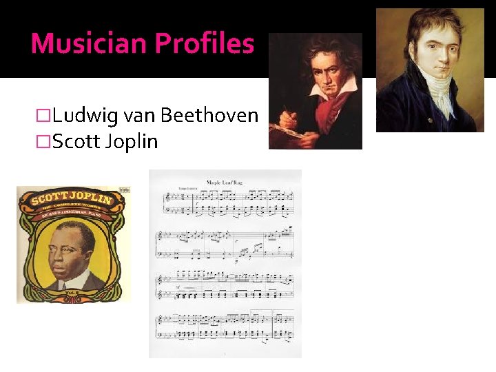 Musician Profiles �Ludwig van Beethoven �Scott Joplin 