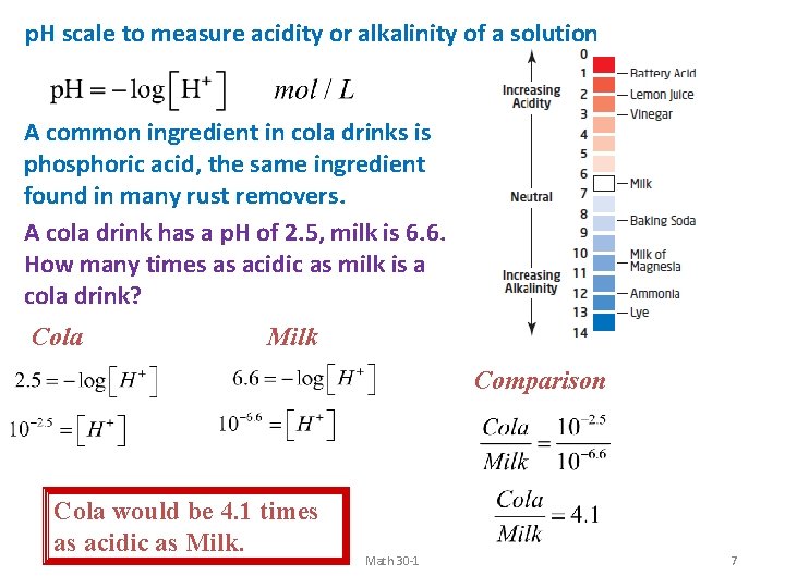 p. H scale to measure acidity or alkalinity of a solution A common ingredient