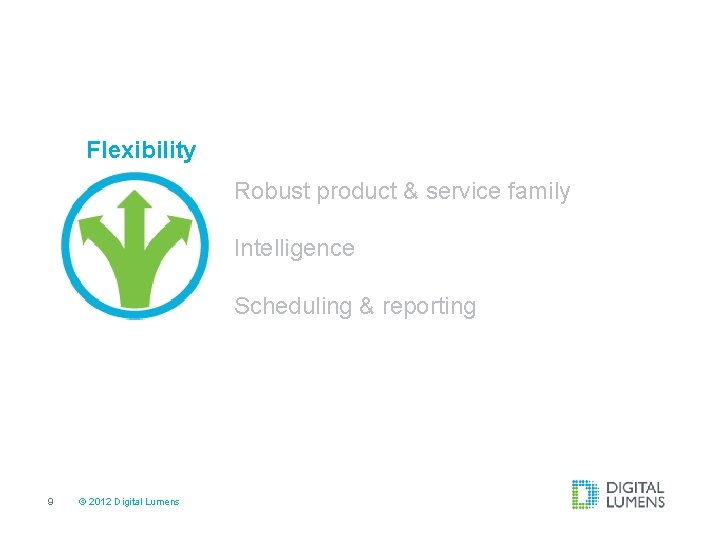 Flexibility Robust product & service family Intelligence Scheduling & reporting 9 © 2012 Digital