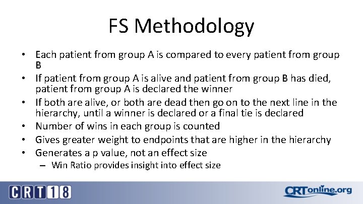 FS Methodology • Each patient from group A is compared to every patient from
