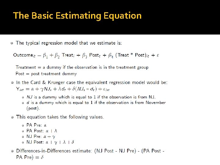 The Basic Estimating Equation 