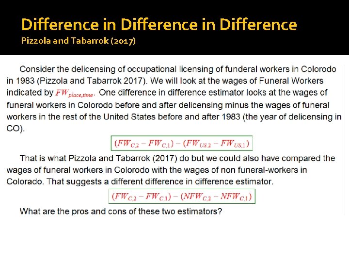 Difference in Difference Pizzola and Tabarrok (2017) 