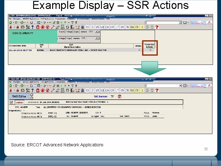 Example Display – SSR Actions Source: ERCOT Advanced Network Applications 35 