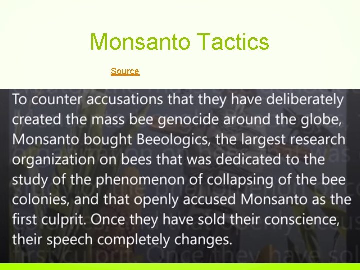 Monsanto Tactics Source 