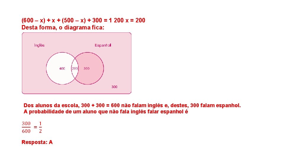 (600 – x) + x + (500 – x) + 300 = 1 200