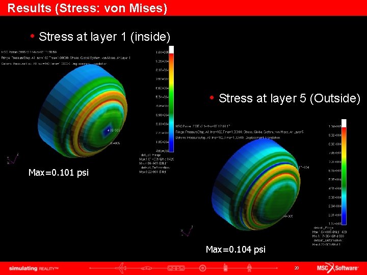 Results (Stress: von Mises) • Stress at layer 1 (inside) • Stress at layer