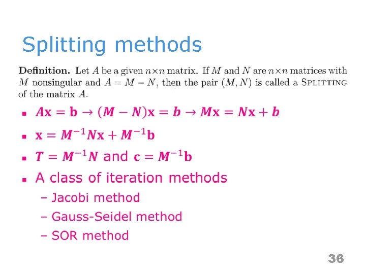 Splitting methods n 36 