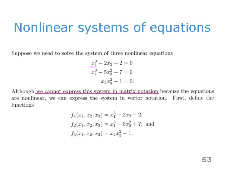 Nonlinear systems of equations 53 