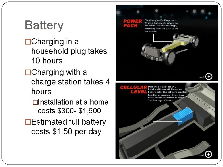 Battery �Charging in a household plug takes 10 hours �Charging with a charge station