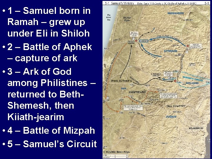 • 1 – Samuel born in Ramah – grew up under Eli in