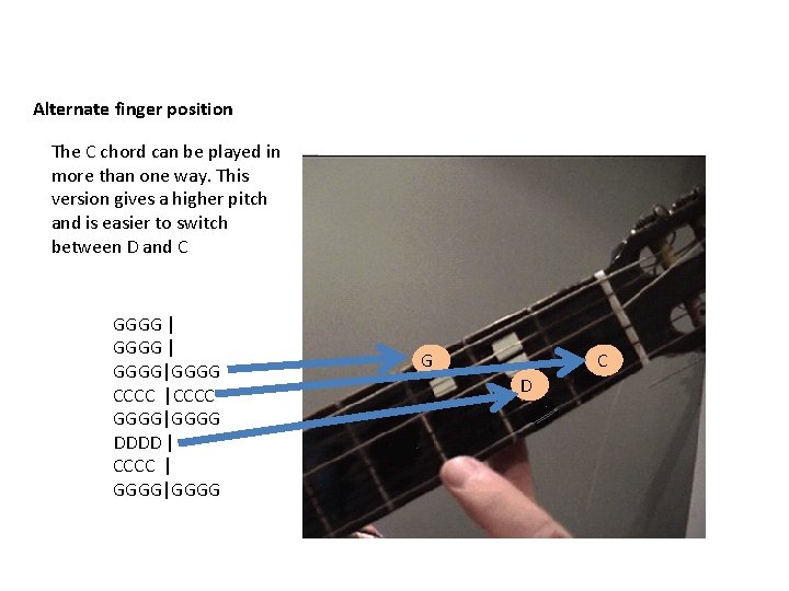 Alternate finger position The C chord can be played in more than one way.