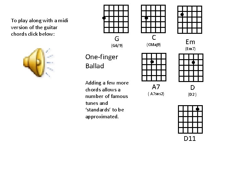 To play along with a midi version of the guitar chords click below: G