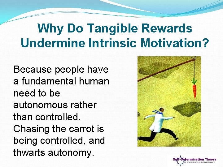 Why Do Tangible Rewards Undermine Intrinsic Motivation? Because people have a fundamental human need
