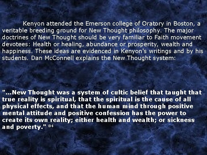 Kenyon attended the Emerson college of Oratory in Boston, a veritable breeding ground for