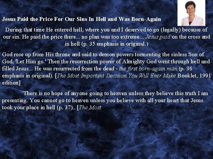 Jesus Paid the Price For Our Sins In Hell and Was Born-Again During that