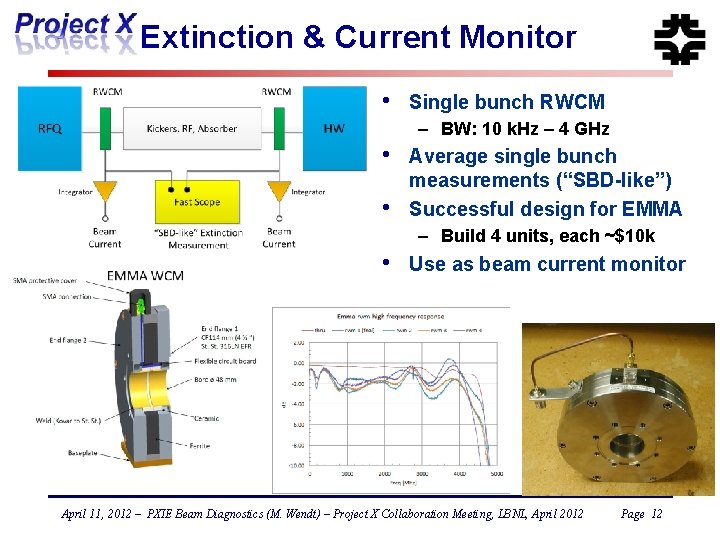 Extinction & Current Monitor • Single bunch RWCM – BW: 10 k. Hz –